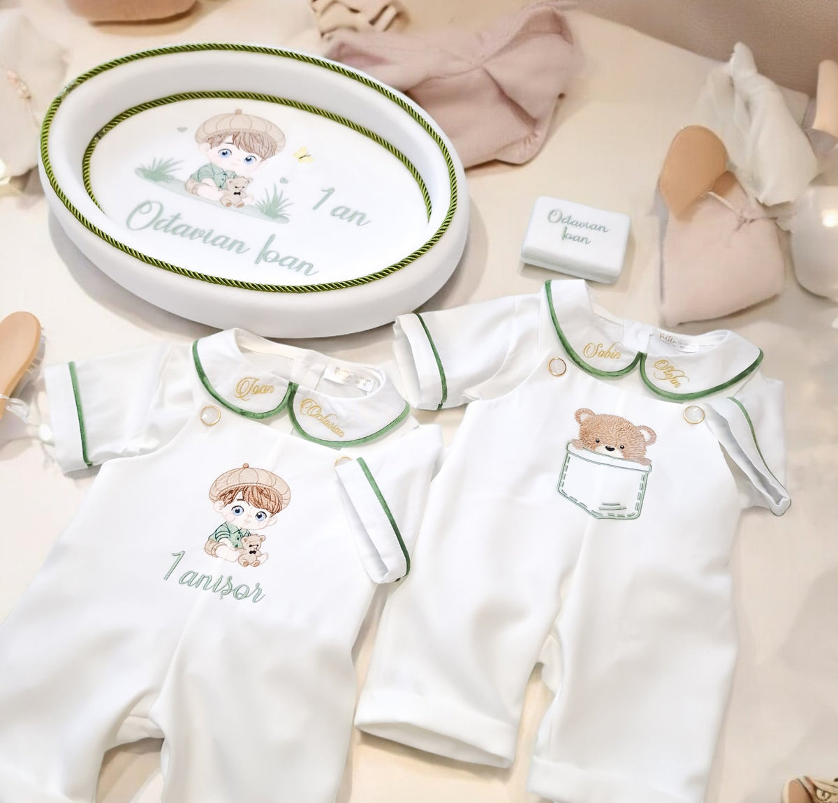 Salopetă Personalizată 1 An - Costumaș Aniversar pentru Băieți, Design Unic