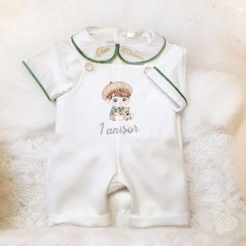 Salopetă Personalizată 1 An - Costumaș Aniversar pentru Băieți, Design Unic