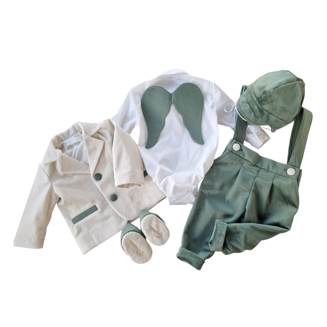 Costumaș botez pentru băieți Sabin Velvet With Wings ''Two Colors''