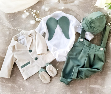 Costumaș botez pentru băieți Sabin Velvet With Wings ''Two Colors''