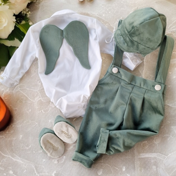 Costumaș botez pentru băieți Green Angel