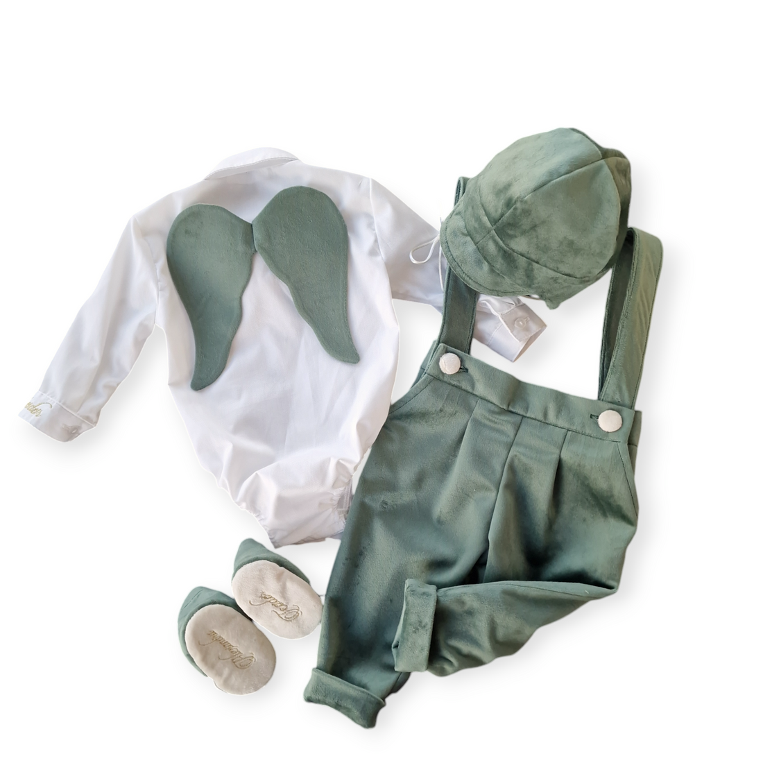 Costumaș botez pentru băieți Green Angel
