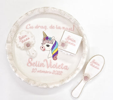 Set aniversar Fetițe Velvet -Tavita Moț -Unicorn