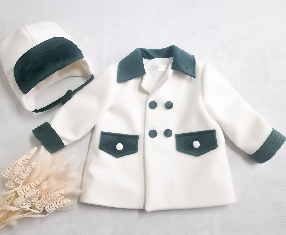 Paltonas botez pentru băieți Classical Green