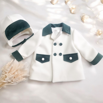 Paltonas botez pentru băieți Classical Green