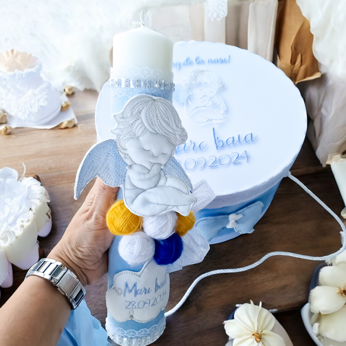 Lumanare Botez Blue Angel 2D