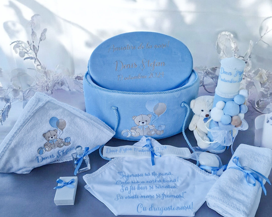 Trusou Botez Bear Baby with Balloons All Blue