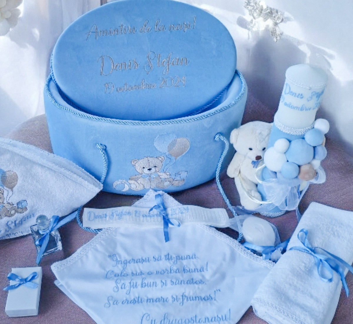 Trusou Botez Bear Baby with Balloons All Blue