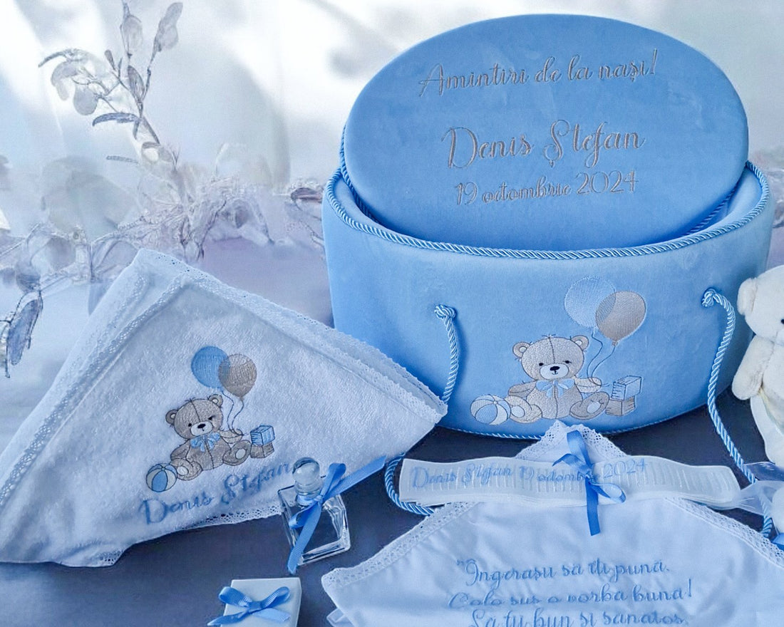 Trusou Botez Bear Baby with Balloons All Blue