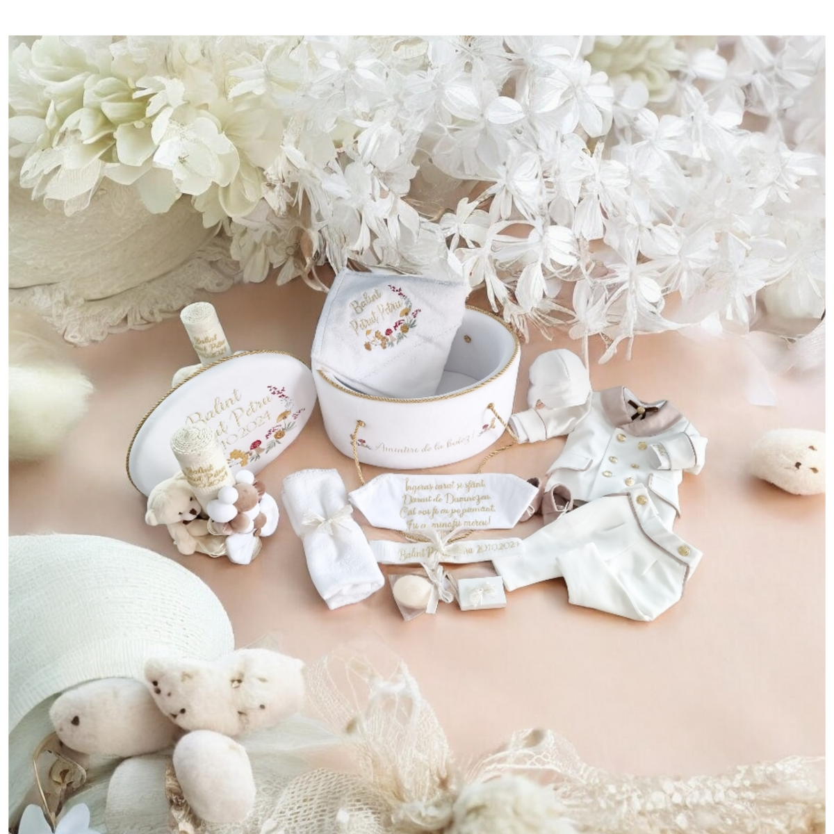 Lumânare Botez  Fagure Natural Teddy Bear With Balloons