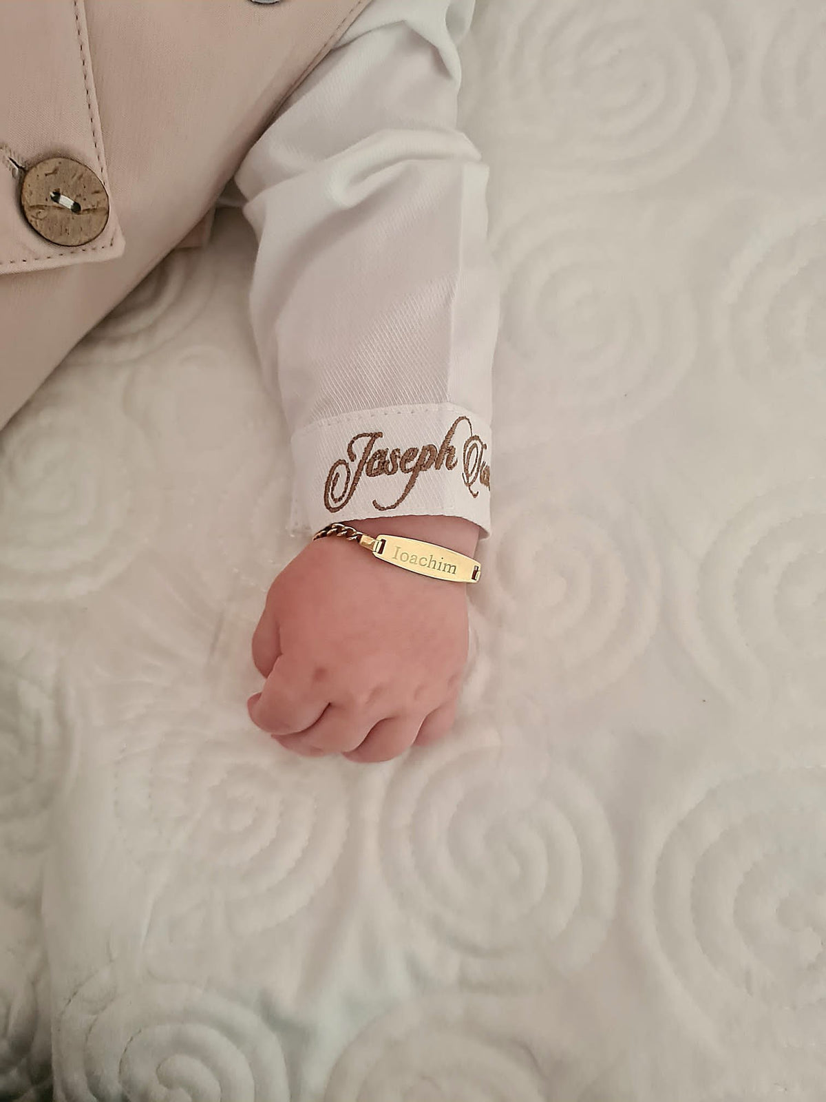 Costumaș botez pentru băieți Erik Beige