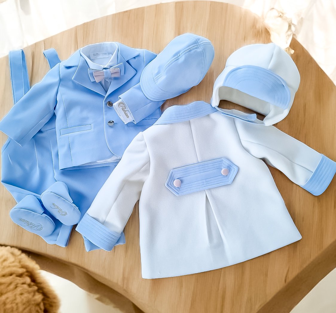 Paltonas botez pentru băieți Classical Blue