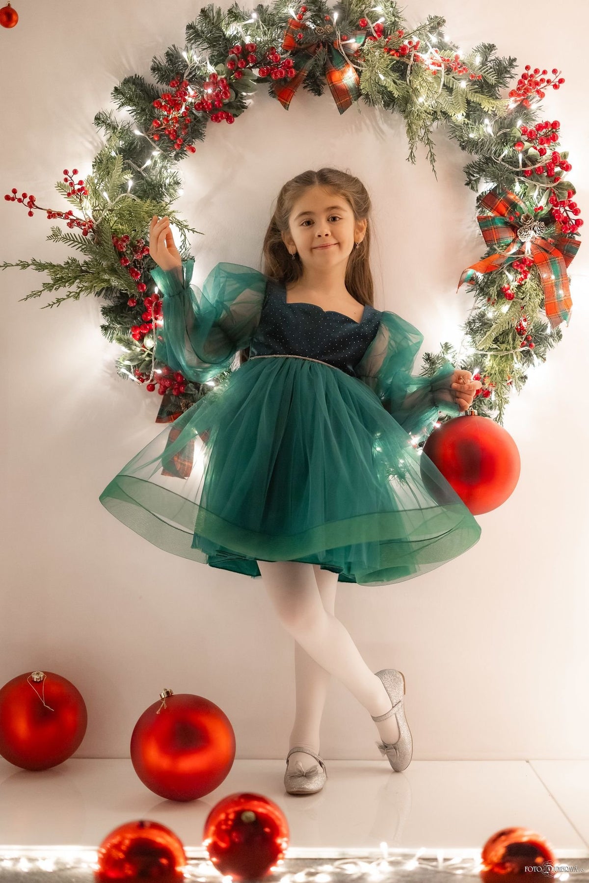 Rochie Verde Festivă de Crăciun pentru Fetițe – Sclipire de  Brad