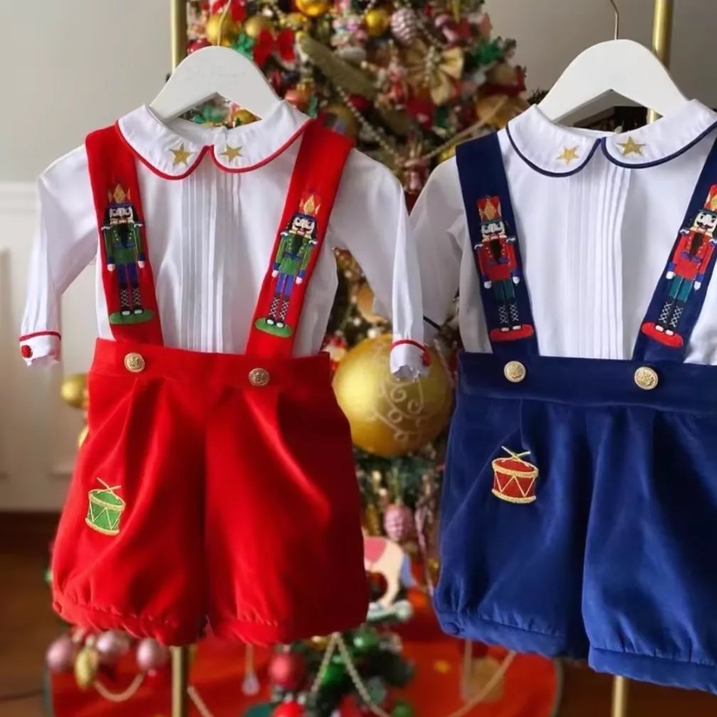 Costumaș festiv de Crăciun pentru băieți Nutcracker Red Velvet