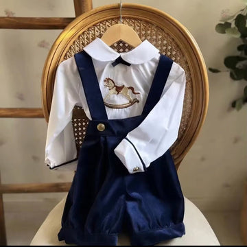 Costumaș de Crăciun băieți, camasa alba cu broderie Calut – ținută festivă pentru sărbători