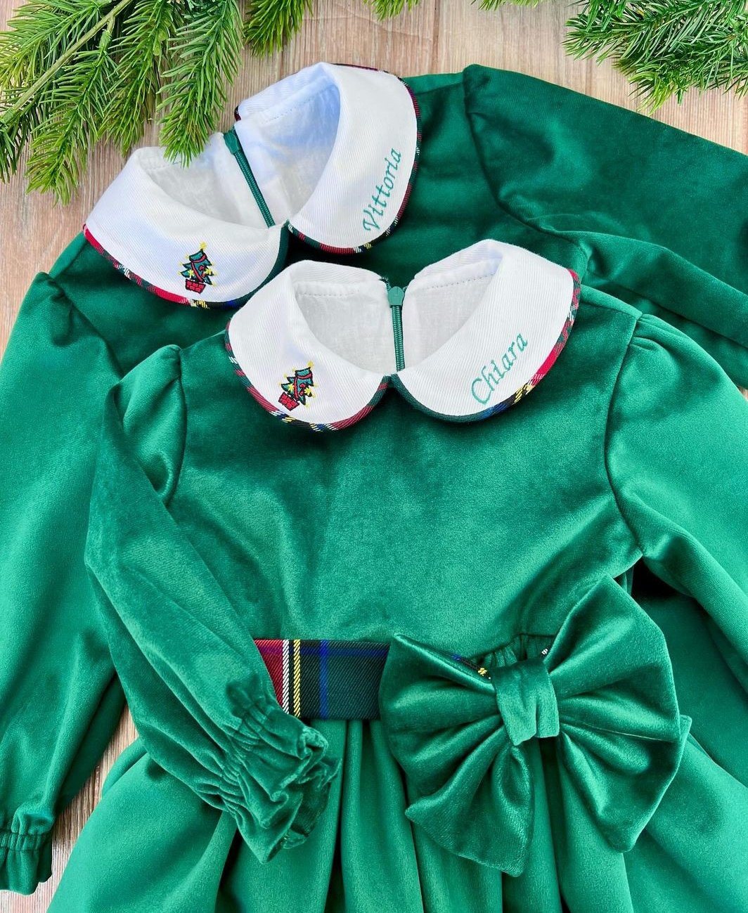 Rochie Crăciun din Catifea Verde