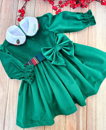 Rochie Crăciun din Catifea Verde