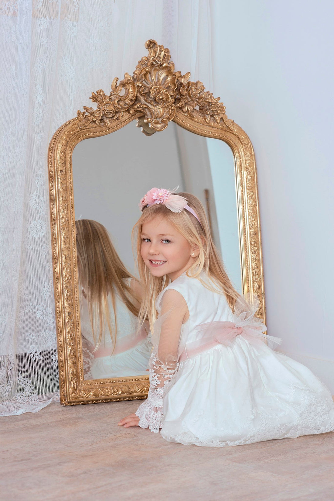 Rochie Alba Festivă de Crăciun pentru Fetițe