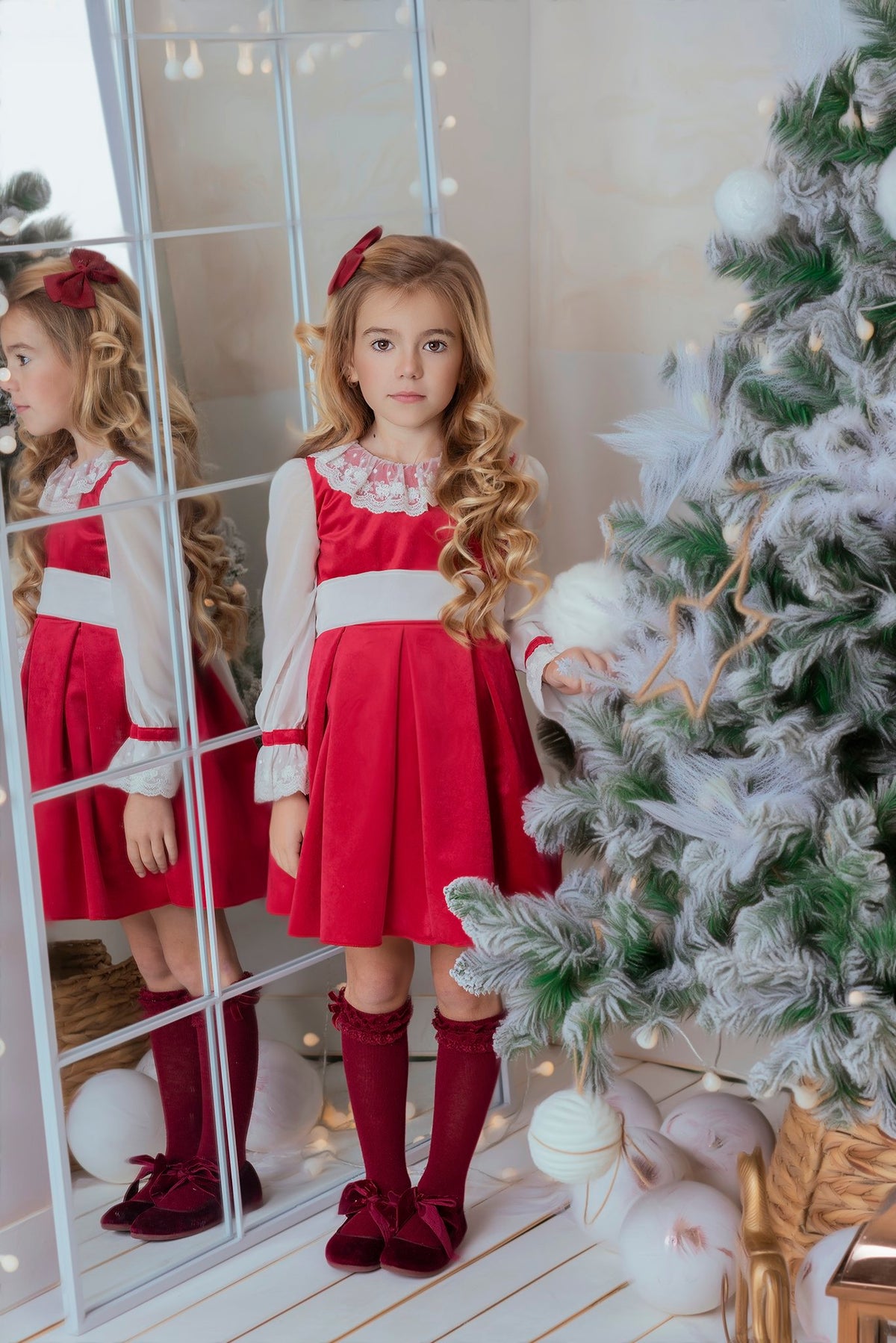 Rochie Rosie Festivă de Crăciun pentru Fetițe –Crăciun Magic