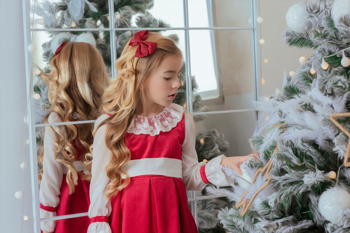 Rochie Rosie Festivă de Crăciun pentru Fetițe –Crăciun Magic