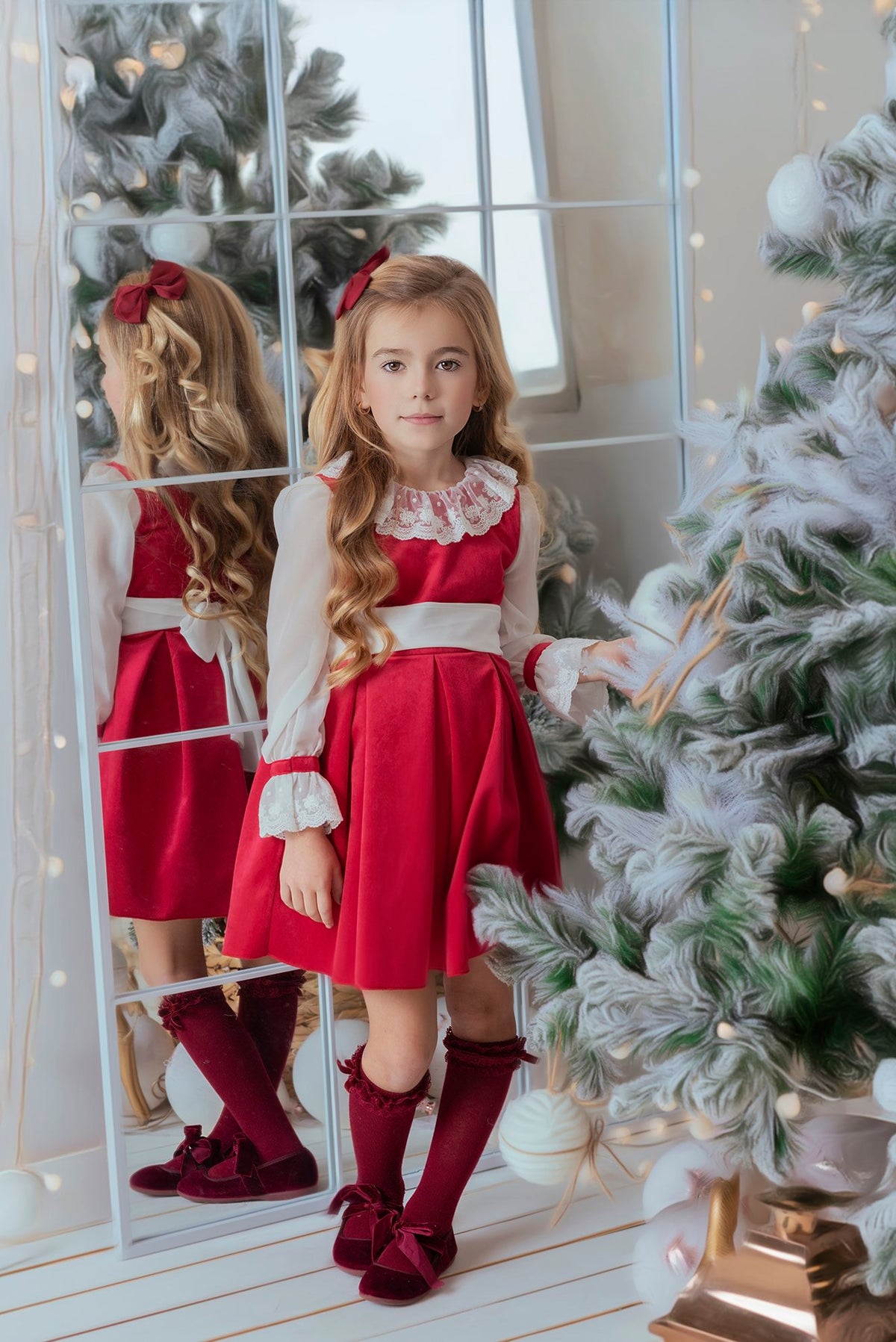 Rochie Rosie Festivă de Crăciun pentru Fetițe –Crăciun Magic