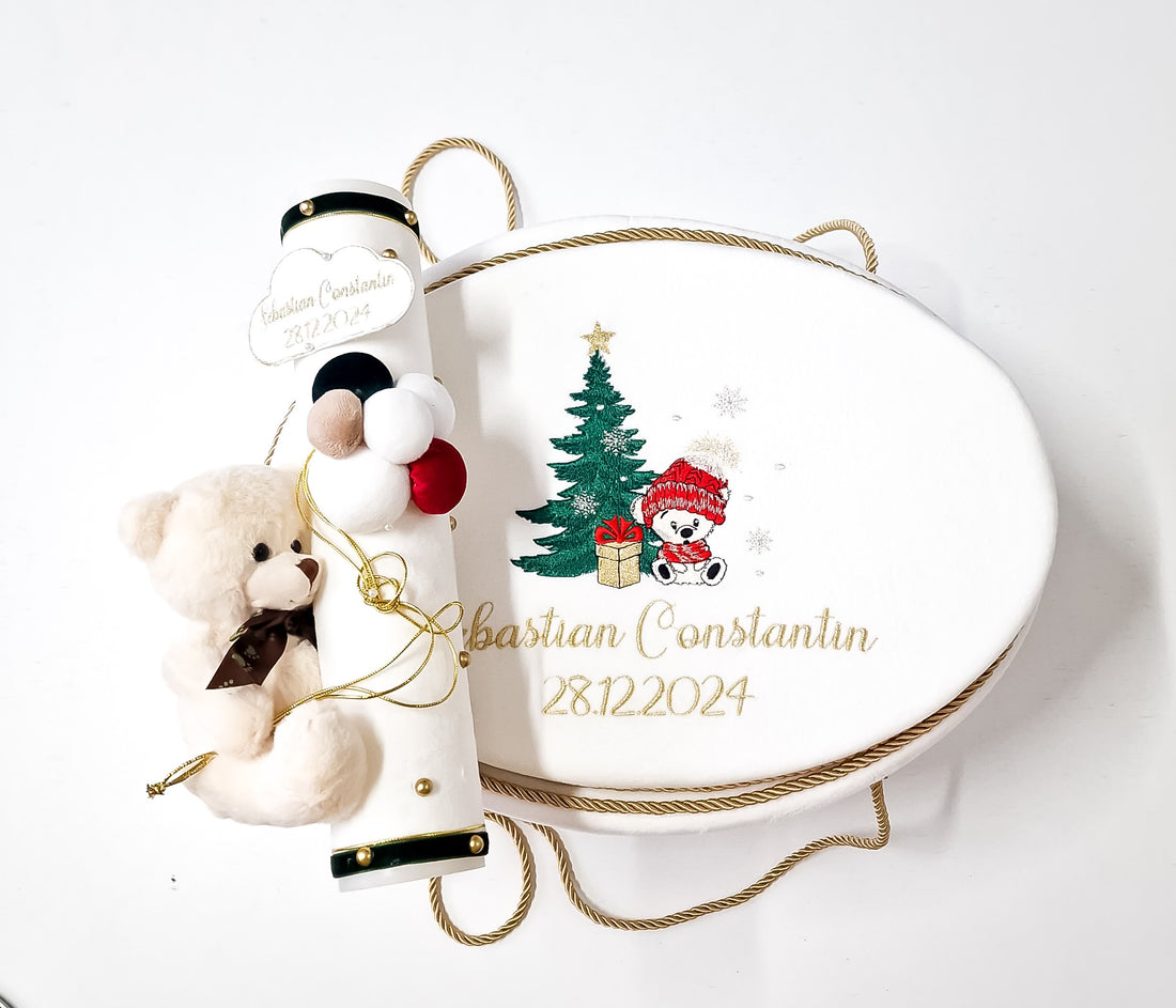 Lumânare Botez Personalizată Chrismas Bear