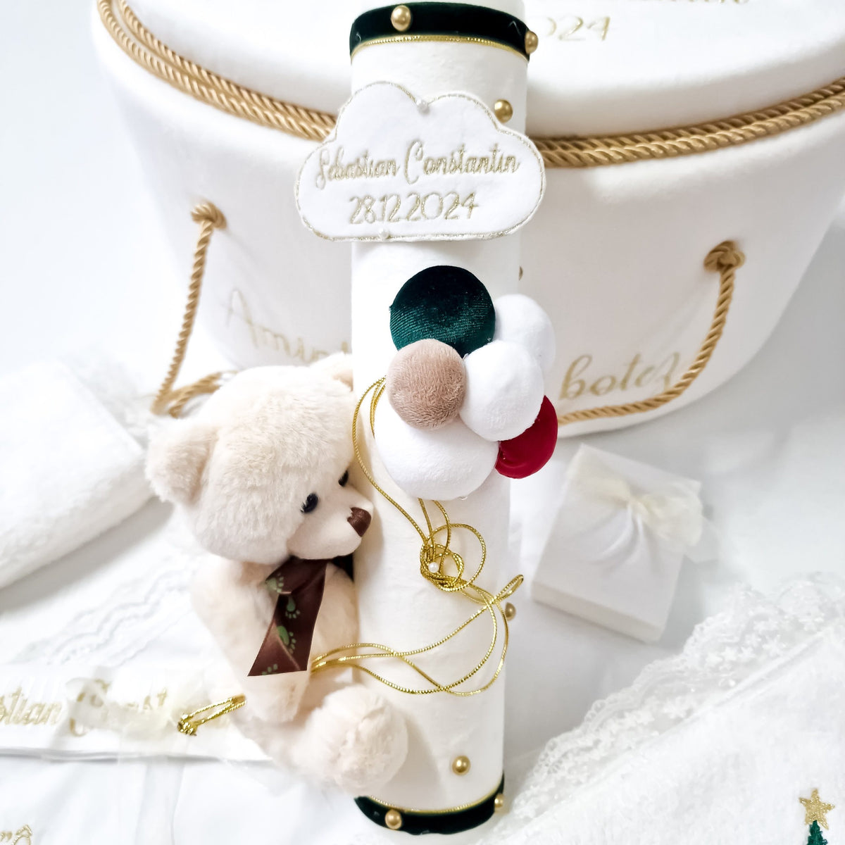 Lumânare Botez Personalizată Chrismas Bear