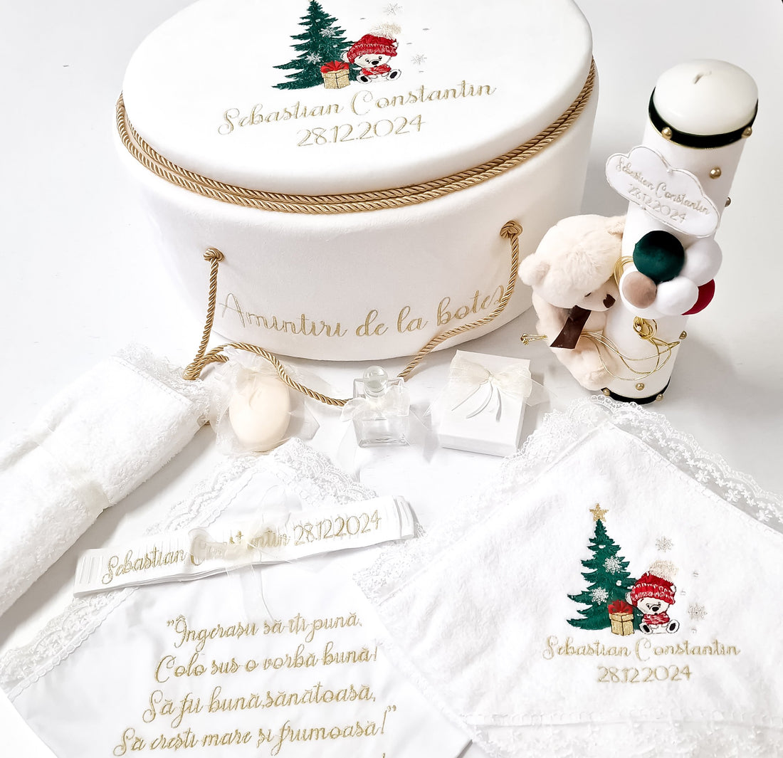 Lumânare Botez Personalizată Chrismas Bear