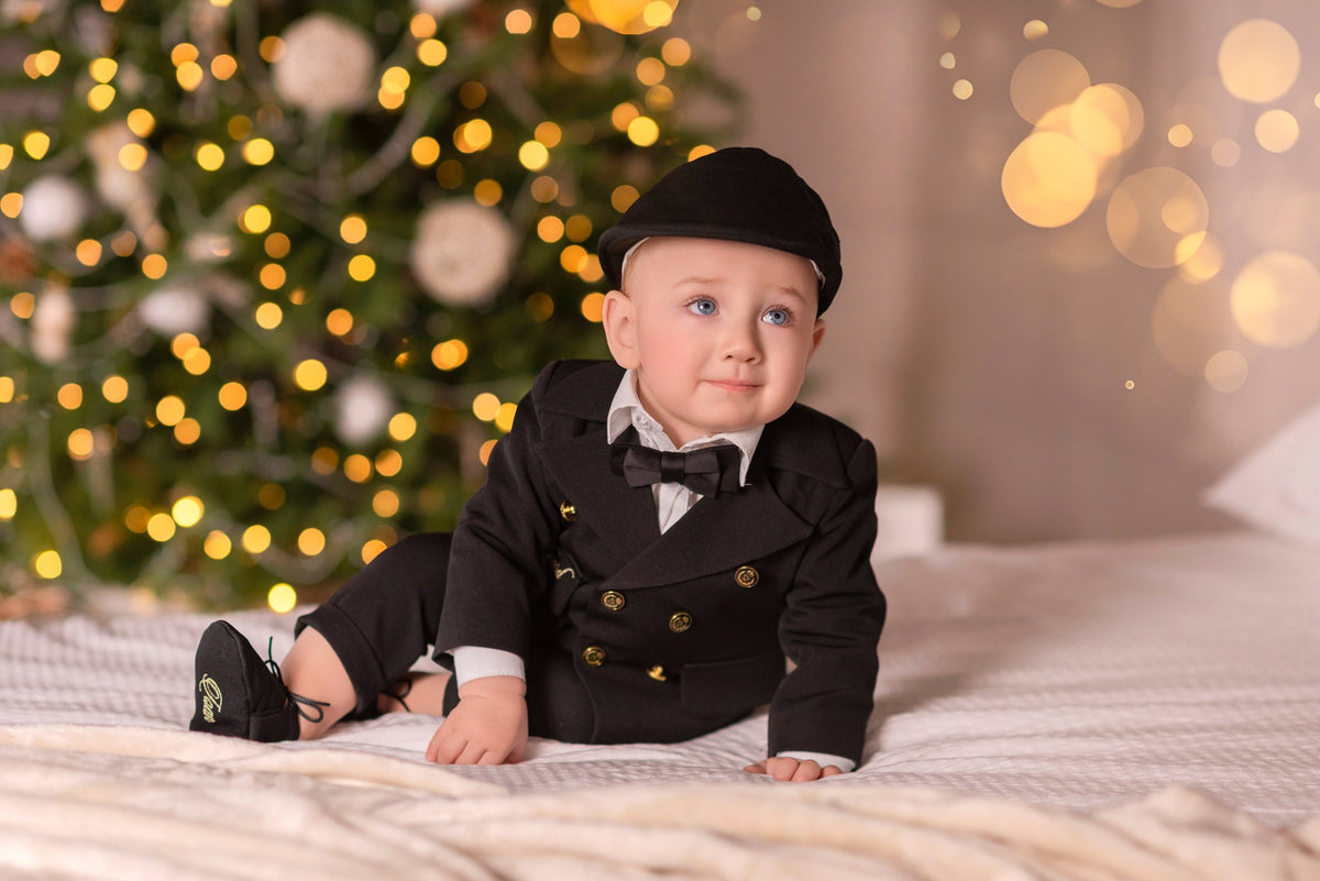 Costumaș botez pentru băieți Mateo Royal Black