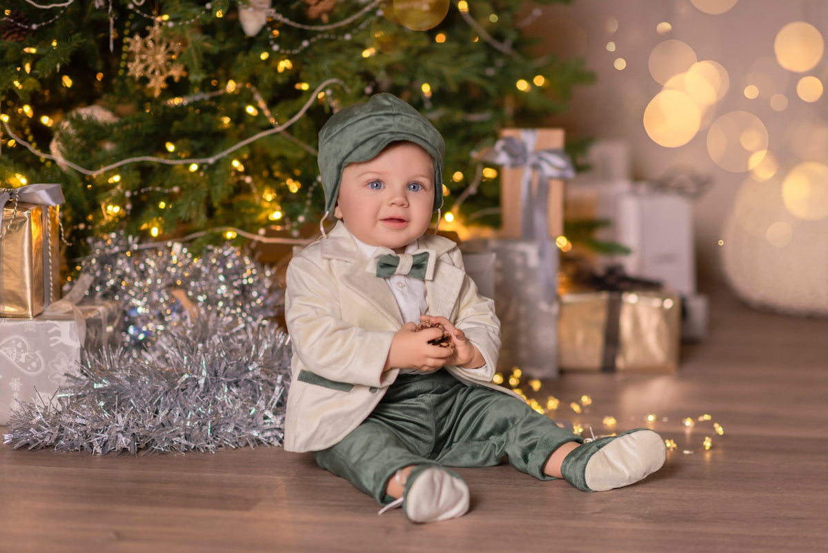 Costumaș botez pentru băieți Green Angel