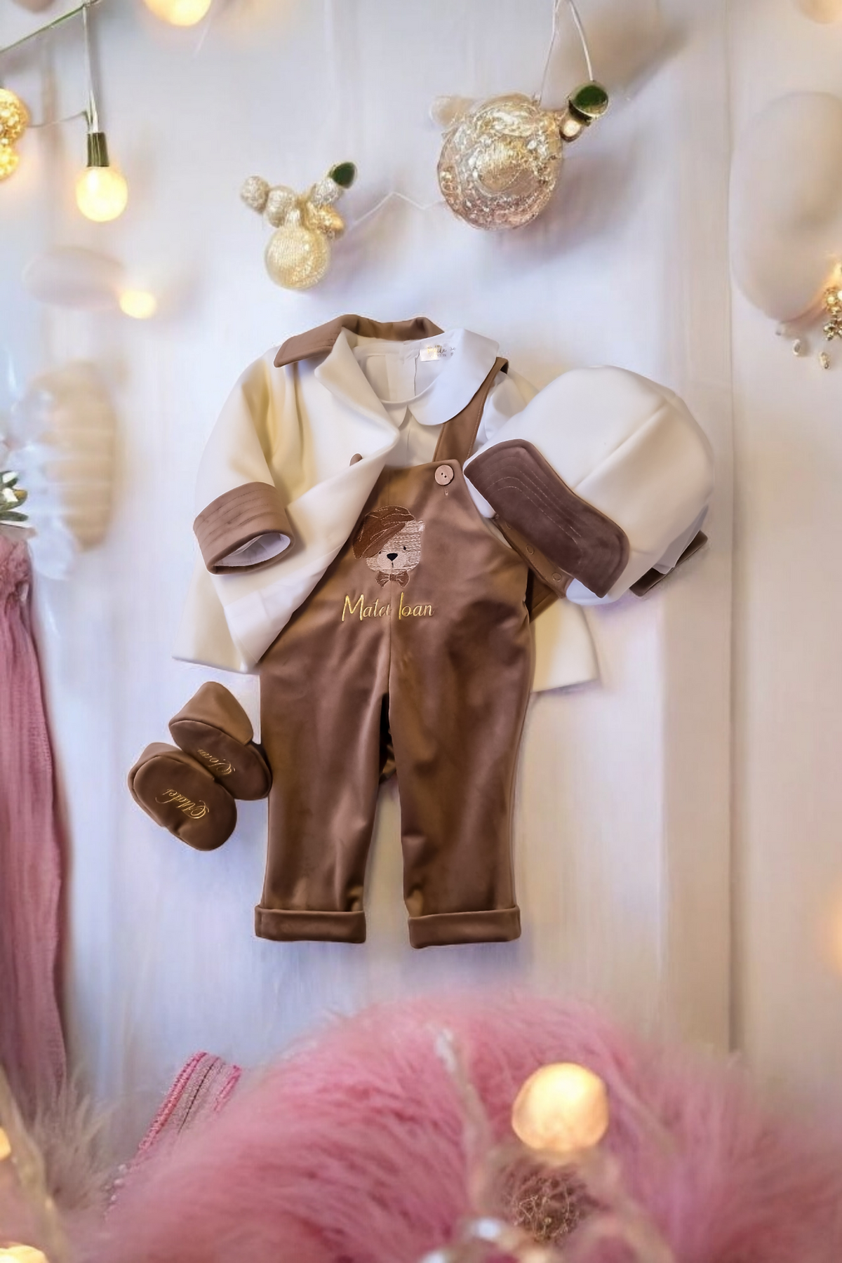 Costumaș botez pentru băieți Mirco Velvet Bear