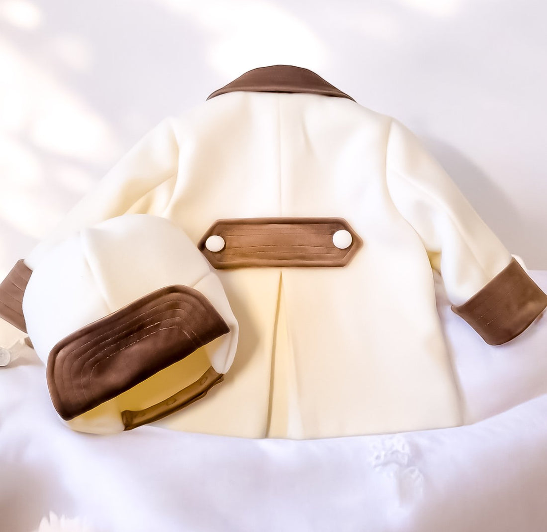 Paltonas botez pentru băieți Classical Beige