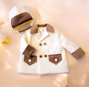 Paltonas botez pentru băieți Classical Beige