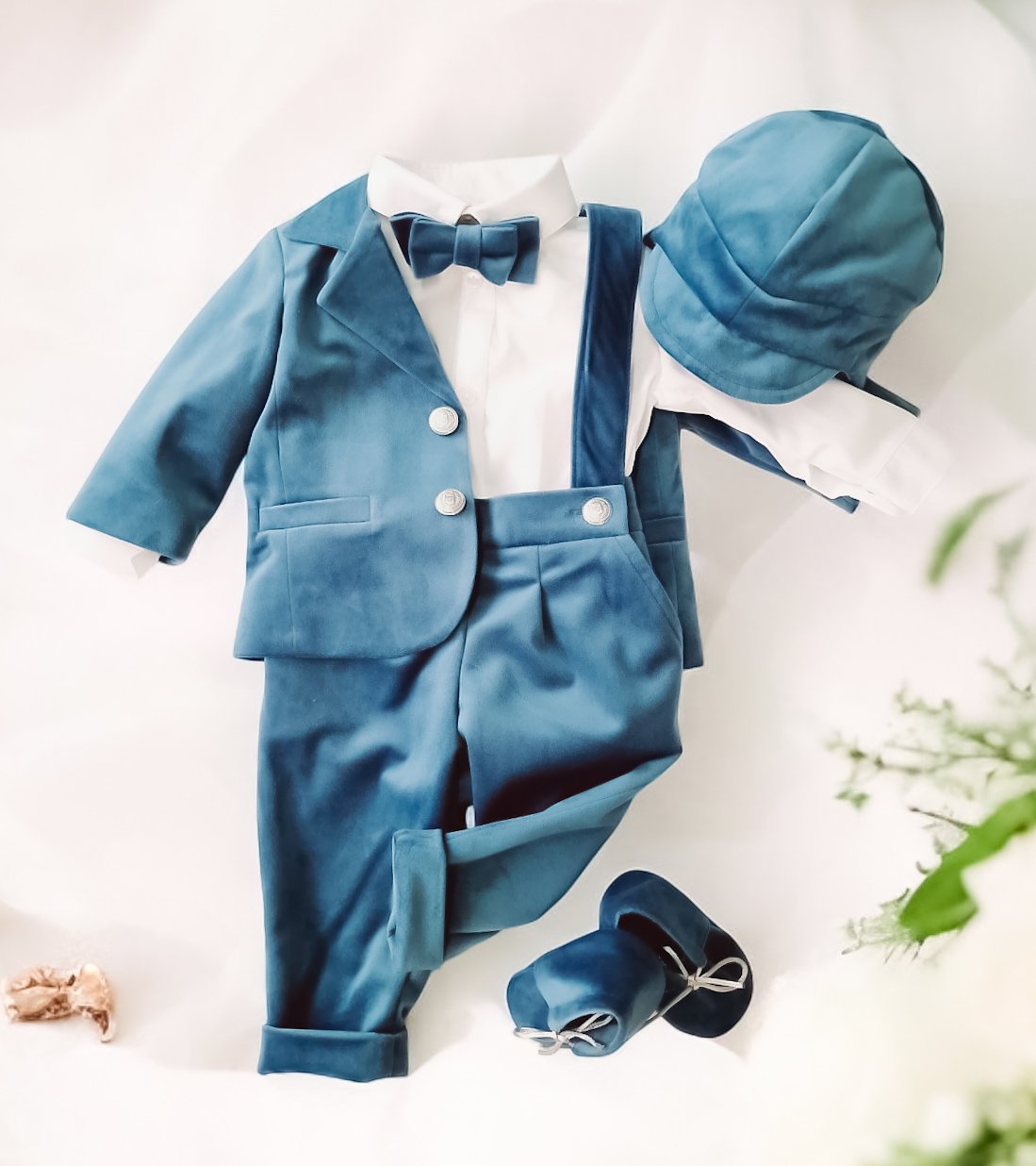 Costumaș botez pentru băieți Sabin Velvet Capri