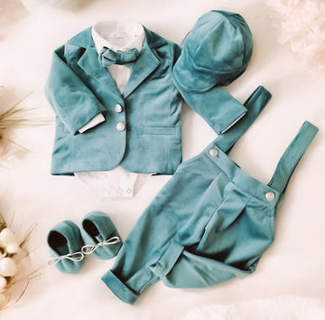 Costumaș botez pentru băieți Sabin Velvet Laurel