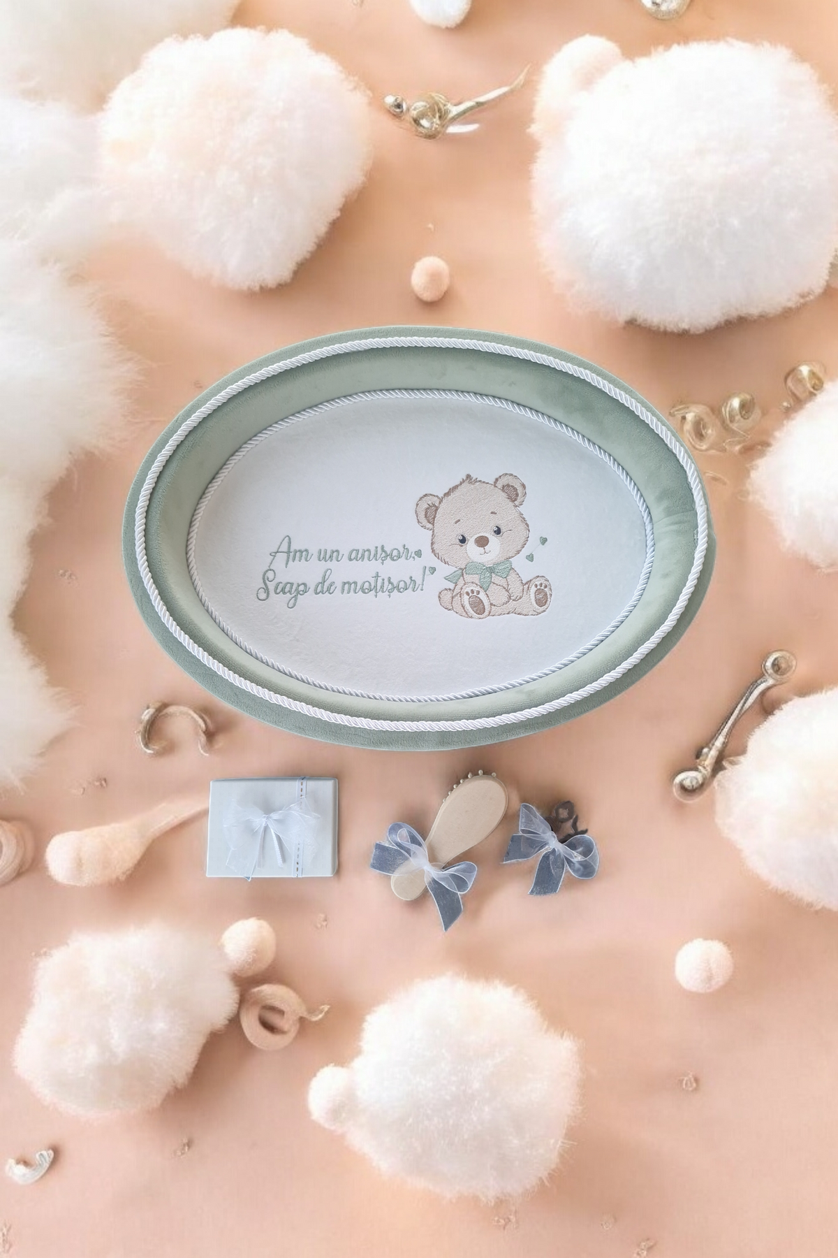 Set aniversar Teddy Bear Olive Velvet