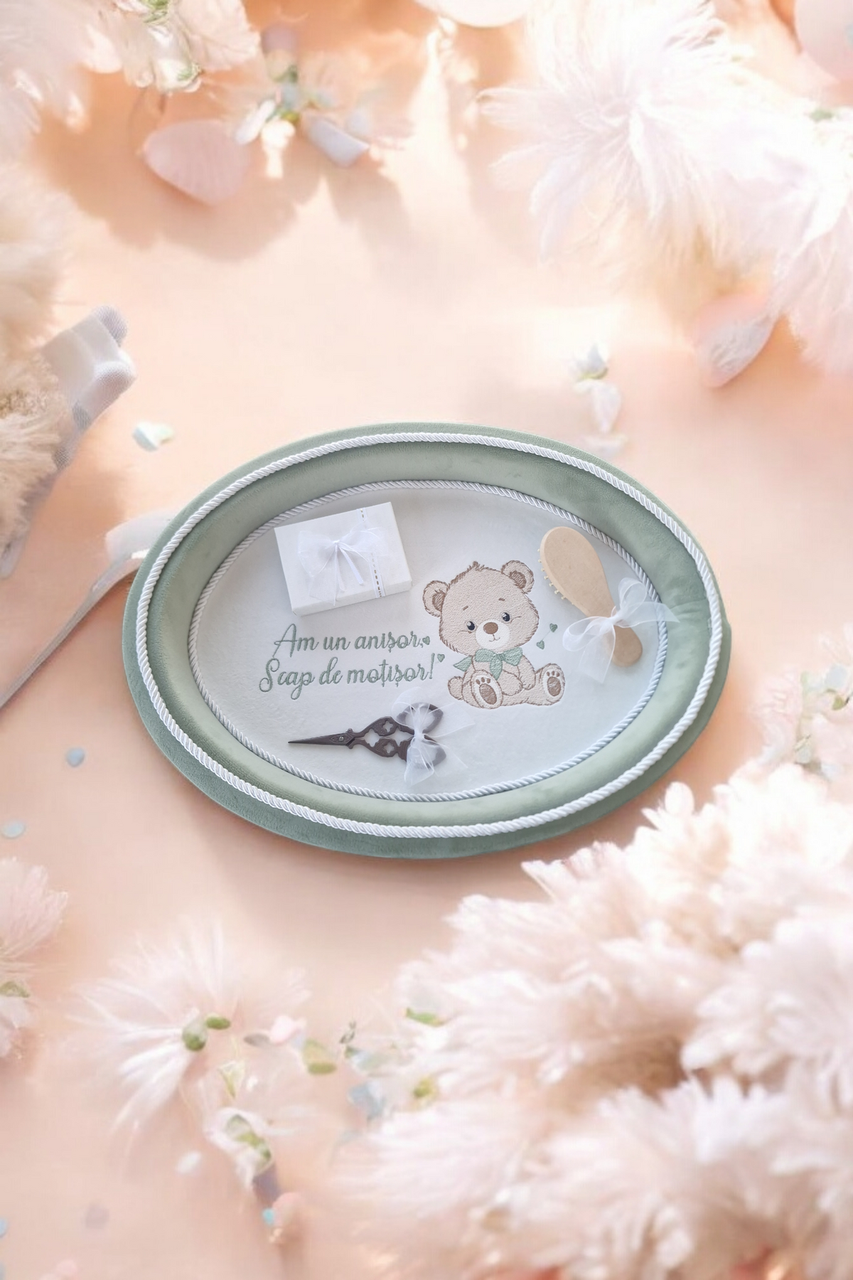 Set aniversar Teddy Bear Olive Velvet