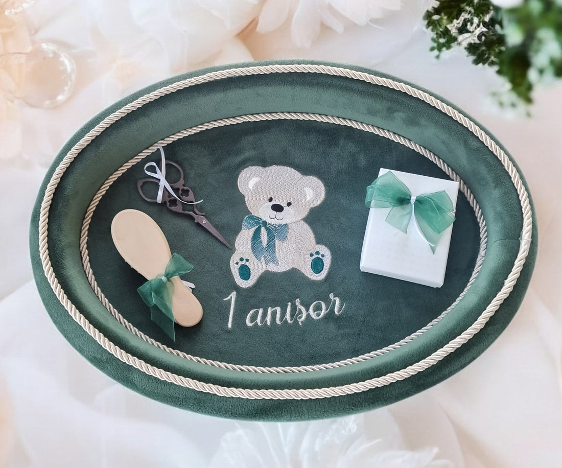 Set aniversar Teddy Bear Green Velvet