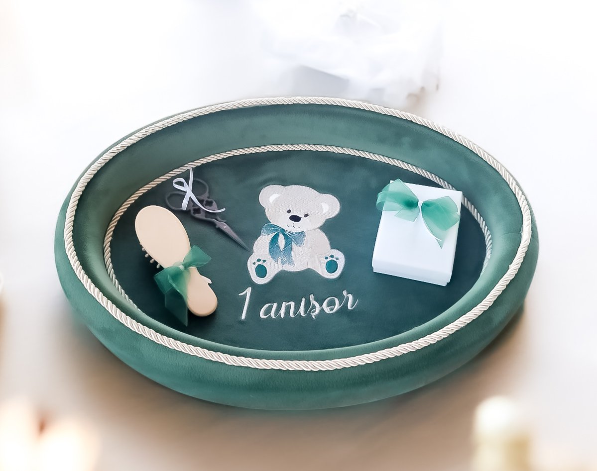 Set aniversar Teddy Bear Green Velvet