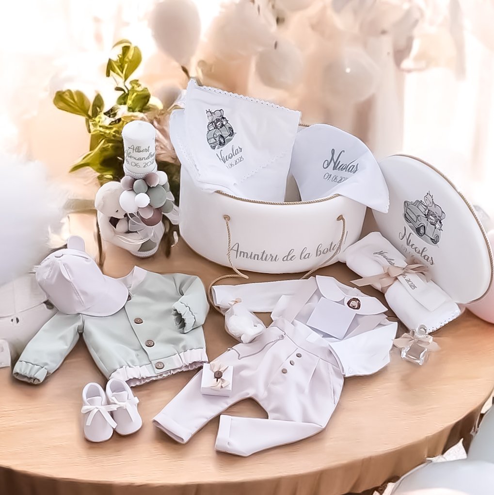 Costum botez Erick mix verde menta /bej -touch of linen
