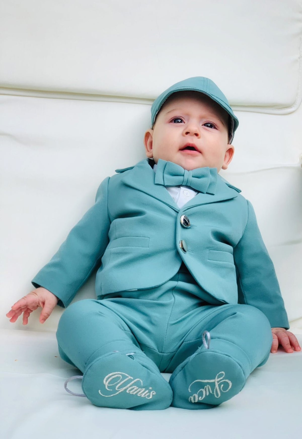 Costumaș botez pentru băieți Sabin Aqua Green