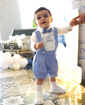 Costumaș botez pentru băieți Nandy Blue Cotton
