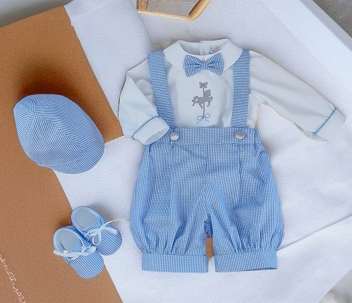 Costumaș botez pentru băieți Nandy Blue Cotton