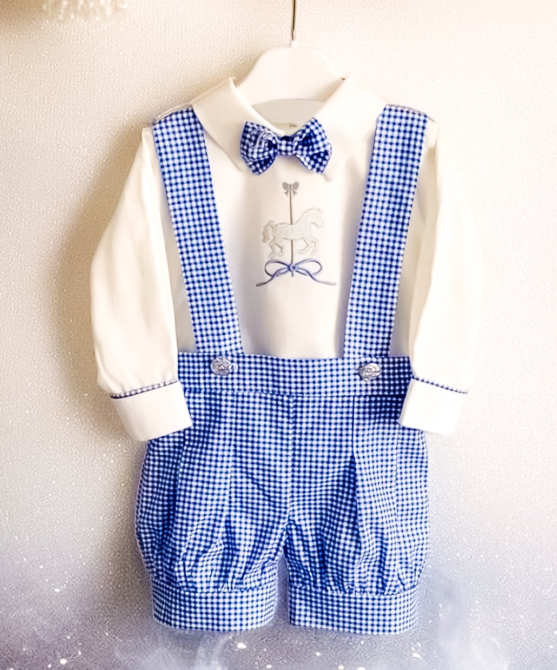 Costumaș botez pentru băieți Nandy Blue Cotton