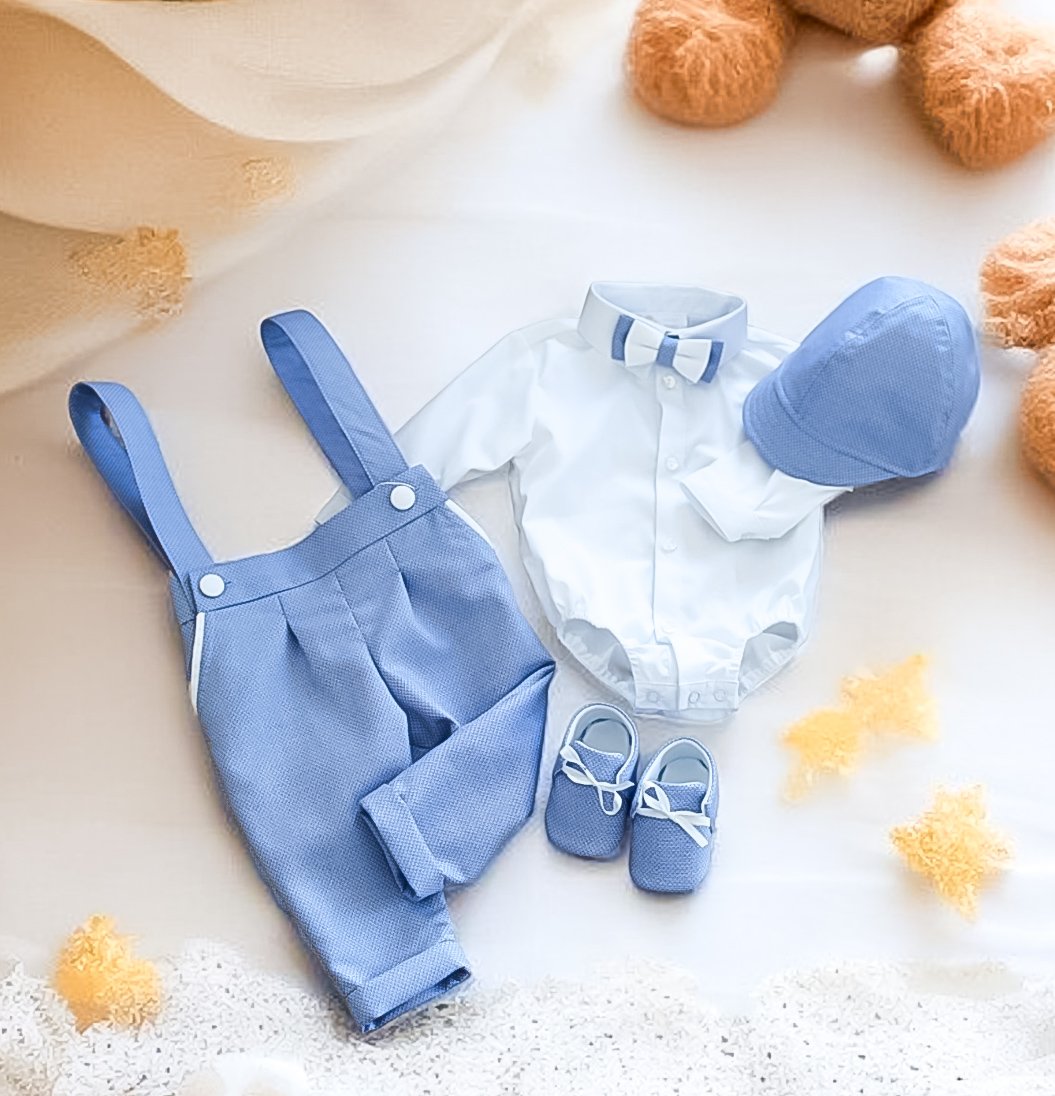 Costumaș botez cu Aripi pentru băieți Blue Angel