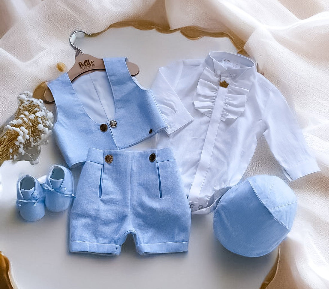 Costumaș botez pentru băieți Baby Blue  Amadeo