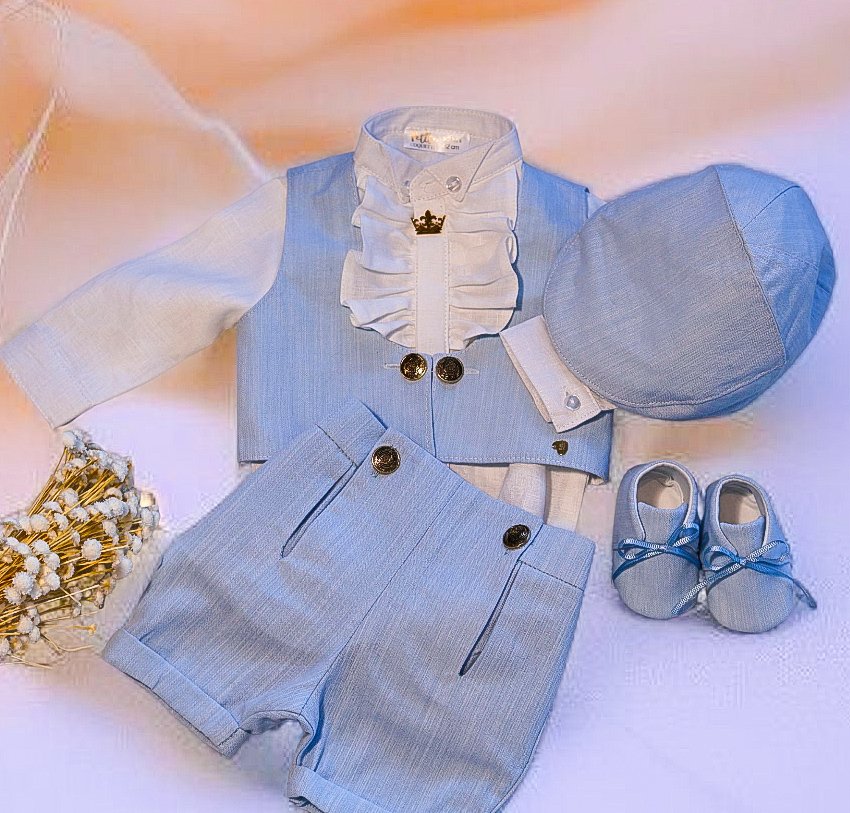 Costumaș botez pentru băieți Baby Blue  Amadeo
