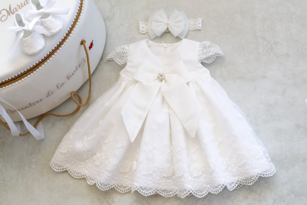 Rochiță botez Charlotte Peach