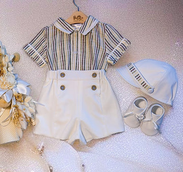 Costumaș botez pentru băieți Giuseppe  Green Cotton