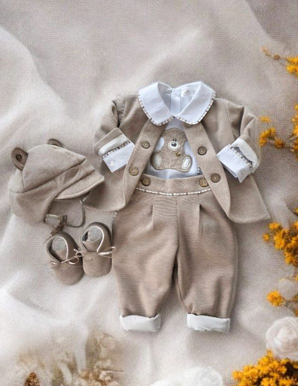 Costumas botez băiețel bej -Bubu